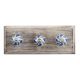 Blue Green Flower Ceramic Wooden Hooks